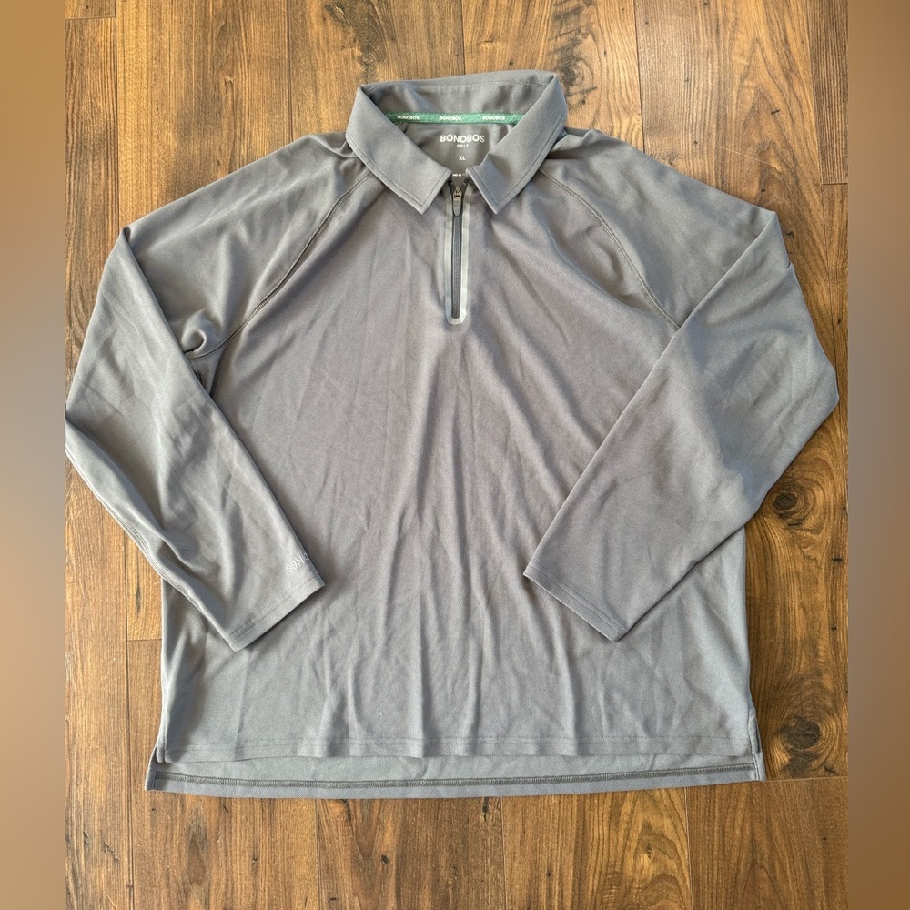Bonobos Golf Men's Gray Long Sleeve Quarter Zip Pullover Size XL Performance